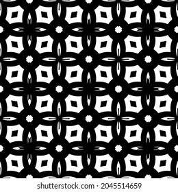 Flower geometric pattern. Seamless vector background. White and black ornament. Ornament for fabric, wallpaper, packaging. Decorative print
