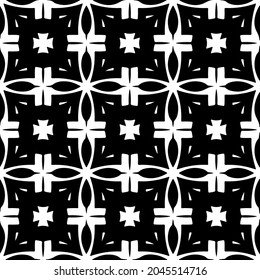 Flower geometric pattern. Seamless vector background. White and black ornament. Ornament for fabric, wallpaper, packaging. Decorative print
