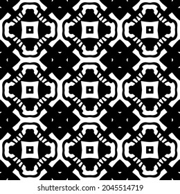 Flower geometric pattern. Seamless vector background. White and black ornament. Ornament for fabric, wallpaper, packaging. Decorative print