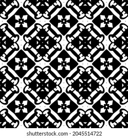 Flower geometric pattern. Seamless vector background. White and black ornament. Ornament for fabric, wallpaper, packaging. Decorative print