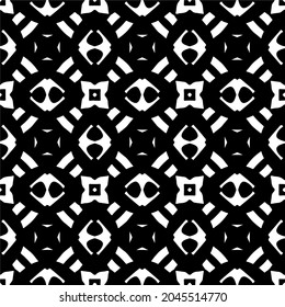 Flower geometric pattern. Seamless vector background. White and black ornament. Ornament for fabric, wallpaper, packaging. Decorative print