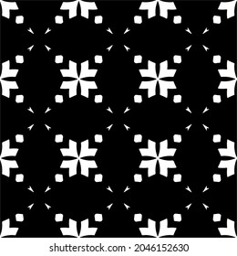 Flower geometric pattern. Seamless vector background. White and black ornament. Ornament for fabric, wallpaper, packaging. Decorative print.
