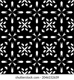 Flower geometric pattern. Seamless vector background. White and black ornament. Ornament for fabric, wallpaper, packaging. Decorative print.
