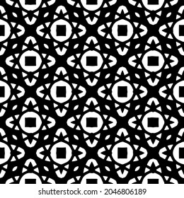Flower geometric pattern. Seamless vector background. White and black ornament. Ornament for fabric, wallpaper, packaging. Decorative print.
