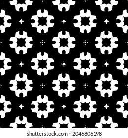 Flower geometric pattern. Seamless vector background. White and black ornament. Ornament for fabric, wallpaper, packaging. Decorative print.
