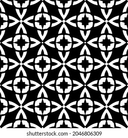 Flower geometric pattern. Seamless vector background. White and black ornament. Ornament for fabric, wallpaper, packaging. Decorative print.
