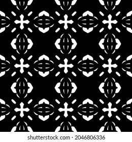 
Flower geometric pattern. Seamless vector background. White and black ornament. Ornament for fabric, wallpaper, packaging. Decorative print.
