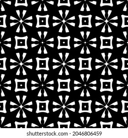 
Flower geometric pattern. Seamless vector background. White and black ornament. Ornament for fabric, wallpaper, packaging. Decorative print.
