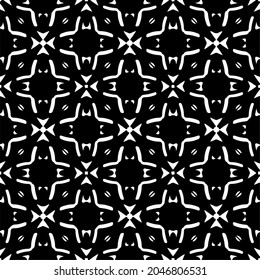 Flower geometric pattern. Seamless vector background. White and black ornament. Ornament for fabric, wallpaper, packaging. Decorative print.
