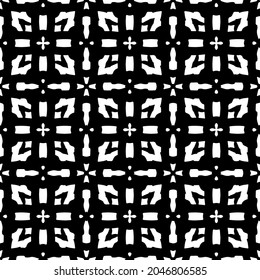 Flower geometric pattern. Seamless vector background. White and black ornament. Ornament for fabric, wallpaper, packaging. Decorative print.
