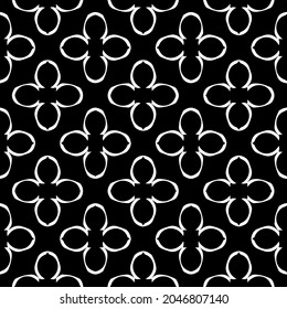 Flower geometric pattern. Seamless vector background. White and black ornament. Ornament for fabric, wallpaper, packaging. Decorative print.
