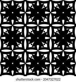 Flower geometric pattern. Seamless vector background. White and black ornament. Ornament for fabric, wallpaper, packaging. Decorative print.