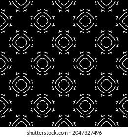 Flower geometric pattern. Seamless vector background. White and black ornament. Ornament for fabric, wallpaper, packaging. Decorative print.
