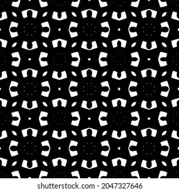 Flower geometric pattern. Seamless vector background. White and black ornament. Ornament for fabric, wallpaper, packaging. Decorative print.