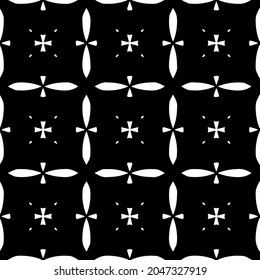 Flower geometric pattern. Seamless vector background. White and black ornament. Ornament for fabric, wallpaper, packaging. Decorative print.