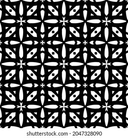 Flower geometric pattern. Seamless vector background. White and black ornament. Ornament for fabric, wallpaper, packaging. Decorative print.