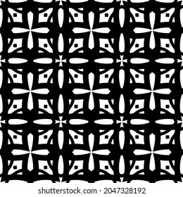 Flower geometric pattern. Seamless vector background. White and black ornament. Ornament for fabric, wallpaper, packaging. Decorative print.