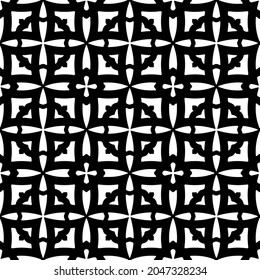 Flower geometric pattern. Seamless vector background. White and black ornament. Ornament for fabric, wallpaper, packaging. Decorative print.