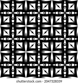 Flower geometric pattern. Seamless vector background. White and black ornament. Ornament for fabric, wallpaper, packaging. Decorative print.
