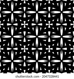 Flower geometric pattern. Seamless vector background. White and black ornament. Ornament for fabric, wallpaper, packaging. Decorative print.