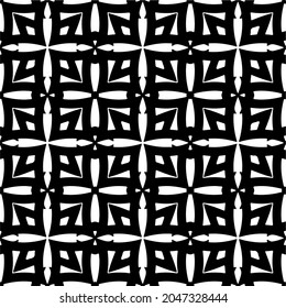 Flower geometric pattern. Seamless vector background. White and black ornament. Ornament for fabric, wallpaper, packaging. Decorative print.