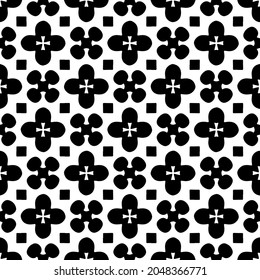 Flower geometric pattern. Seamless vector background. White and black ornament. Ornament for fabric, wallpaper, packaging. Decorative print.
