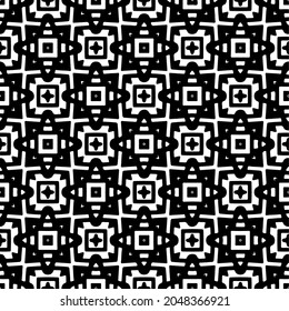 Flower geometric pattern. Seamless vector background. White and black ornament. Ornament for fabric, wallpaper, packaging. Decorative print.