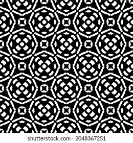Flower geometric pattern. Seamless vector background. White and black ornament. Ornament for fabric, wallpaper, packaging. Decorative print.
