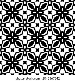 Flower geometric pattern. Seamless vector background. White and black ornament. Ornament for fabric, wallpaper, packaging. Decorative print.