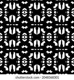 Flower geometric pattern. Seamless vector background. White and black ornament. Ornament for fabric, wallpaper, packaging. Decorative print.