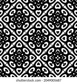 Flower geometric pattern. Seamless vector background. White and black ornament. Ornament for fabric, wallpaper, packaging. Decorative print.