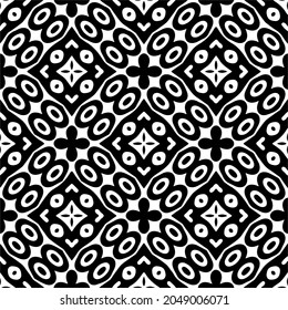 Flower geometric pattern. Seamless vector background. White and black ornament. Ornament for fabric, wallpaper, packaging. Decorative print.
