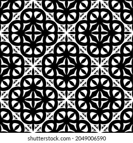 Flower geometric pattern. Seamless vector background. White and black ornament. Ornament for fabric, wallpaper, packaging. Decorative print.
