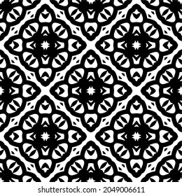 Flower geometric pattern. Seamless vector background. White and black ornament. Ornament for fabric, wallpaper, packaging. Decorative print.