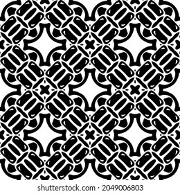 Flower geometric pattern. Seamless vector background. White and black ornament. Ornament for fabric, wallpaper, packaging. Decorative print.