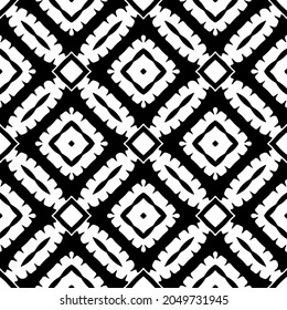 Flower geometric pattern. Seamless vector background. White and black ornament. Ornament for fabric, wallpaper, packaging. Decorative print.