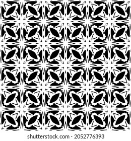 Flower geometric pattern. Seamless vector background. White and black ornament. Ornament for fabric, wallpaper, packaging. Decorative print.
