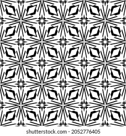 Flower geometric pattern. Seamless vector background. White and black ornament. Ornament for fabric, wallpaper, packaging. Decorative print.
