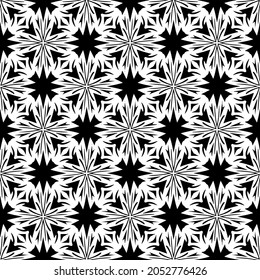 Flower geometric pattern. Seamless vector background. White and black ornament. Ornament for fabric, wallpaper, packaging. Decorative print.
