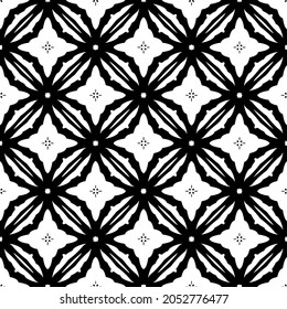 Flower geometric pattern. Seamless vector background. White and black ornament. Ornament for fabric, wallpaper, packaging. Decorative print.