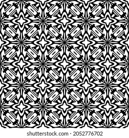 Flower geometric pattern. Seamless vector background. White and black ornament. Ornament for fabric, wallpaper, packaging. Decorative print.
