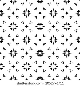 Flower geometric pattern. Seamless vector background. White and black ornament. Ornament for fabric, wallpaper, packaging. Decorative print.

