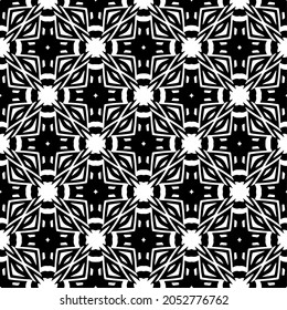 Flower geometric pattern. Seamless vector background. White and black ornament. Ornament for fabric, wallpaper, packaging. Decorative print.
