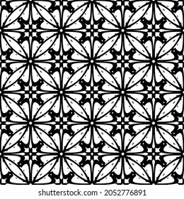 Flower geometric pattern. Seamless vector background. White and black ornament. Ornament for fabric, wallpaper, packaging. Decorative print.
