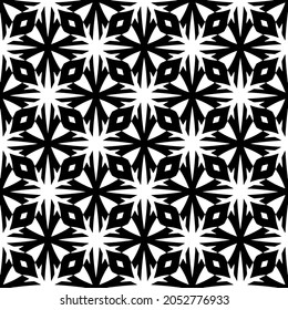 Flower geometric pattern. Seamless vector background. White and black ornament. Ornament for fabric, wallpaper, packaging. Decorative print.
