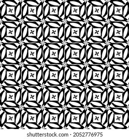 Flower geometric pattern. Seamless vector background. White and black ornament. Ornament for fabric, wallpaper, packaging. Decorative print.