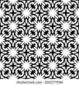 Flower geometric pattern. Seamless vector background. White and black ornament. Ornament for fabric, wallpaper, packaging. Decorative print.
