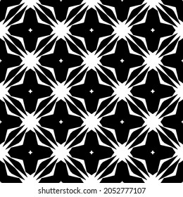 Patrón geométrico de las flores. Fondo vectorial impecable. Ornamento blanco y negro. Ornamento para tela, papel pintado, embalaje. Impresión decorativa.
