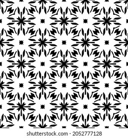 Flower geometric pattern. Seamless vector background. White and black ornament. Ornament for fabric, wallpaper, packaging. Decorative print.
