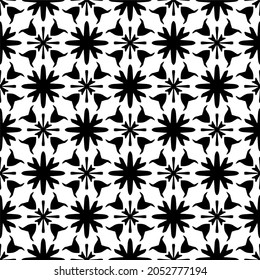 Patrón geométrico de las flores. Fondo vectorial impecable. Ornamento blanco y negro. Ornamento para tela, papel pintado, embalaje. Impresión decorativa.
